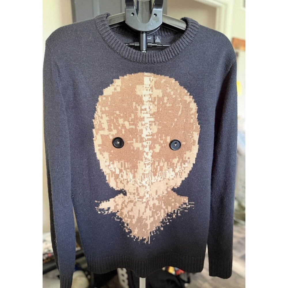 Trick 'r Treat Sam Spooky Season Halloween Horror Movie Black Large Knit Sweater